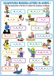 Jobs ESL Vocabulary Worksheets